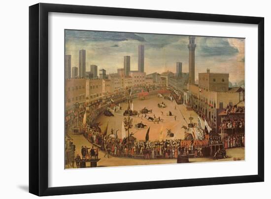 Festival in the Piazza Del Campo, Siena-Vincenzo Rustici-Framed Giclee Print