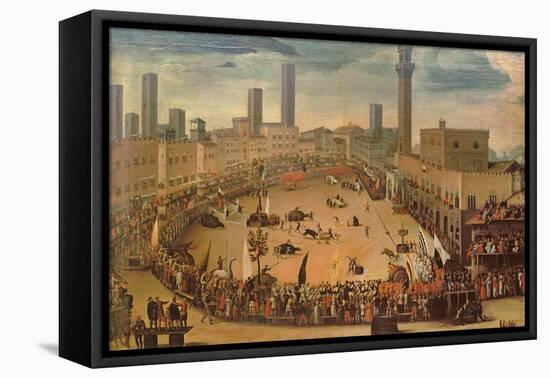 Festival in the Piazza Del Campo, Siena-Vincenzo Rustici-Framed Stretched Canvas