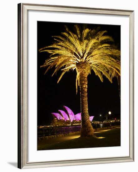 Festival of Light, Sydney Opera House and Palm Tree, Sydney, New South Wales, Australia, Pacific-Mark Mawson-Framed Photographic Print