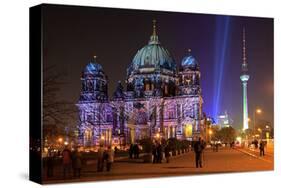 Festival of Lights, Berlin Cathedral at the Pleasure Garden, Lustgarten, Berlin-null-Stretched Canvas