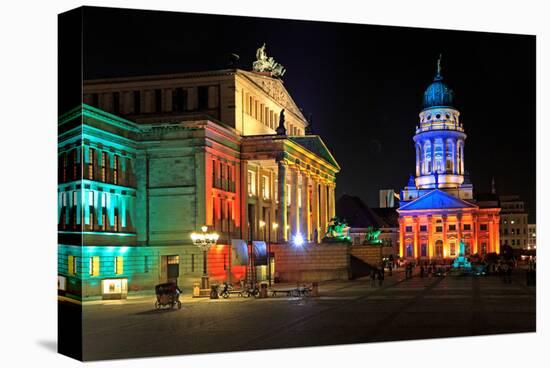 Festival of Lights, Berlin Theatre and French Cathedral at Gendarmenmarkt, Berlin, Germany-null-Stretched Canvas