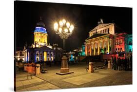 Festival of Lights, New Church, Deutscher Dom, and Berlin Theatre at Gendarmenmarkt, Berlin-null-Stretched Canvas