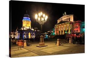 Festival of Lights, New Church, Deutscher Dom, and Berlin Theatre at Gendarmenmarkt, Berlin-null-Stretched Canvas