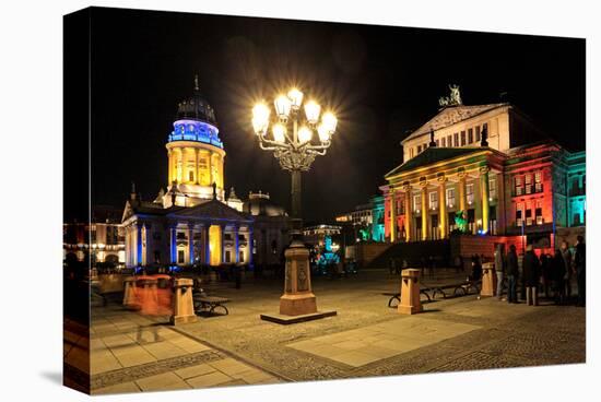 Festival of Lights, New Church, Deutscher Dom, and Berlin Theatre at Gendarmenmarkt, Berlin-null-Stretched Canvas