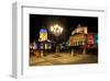 Festival of Lights, New Church, Deutscher Dom, and Berlin Theatre at Gendarmenmarkt, Berlin-null-Framed Art Print