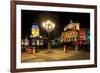 Festival of Lights, New Church, Deutscher Dom, and Berlin Theatre at Gendarmenmarkt, Berlin-null-Framed Art Print