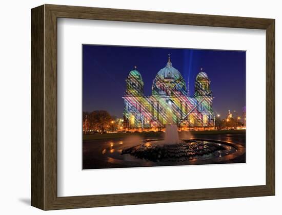 Festival of Lights, Pleasure Garden, Lustgarten, with Fountain and Berlin Cathedral, Berlin-null-Framed Art Print