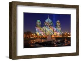 Festival of Lights, Pleasure Garden, Lustgarten, with Fountain and Berlin Cathedral, Berlin-null-Framed Art Print