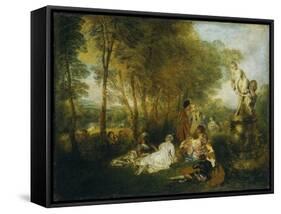 Festival of Love-Jean Antoine Watteau-Framed Stretched Canvas