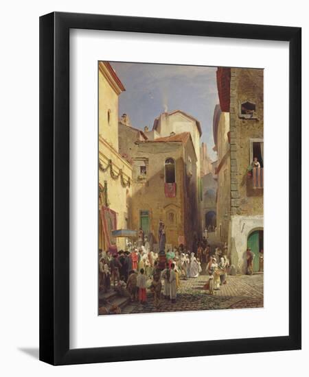 Festival of Our Lady at Gennazzano, Roman Campagna, Italy, 1865-Oswald Achenbach-Framed Premium Giclee Print