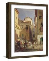 Festival of Our Lady at Gennazzano, Roman Campagna, Italy, 1865-Oswald Achenbach-Framed Giclee Print