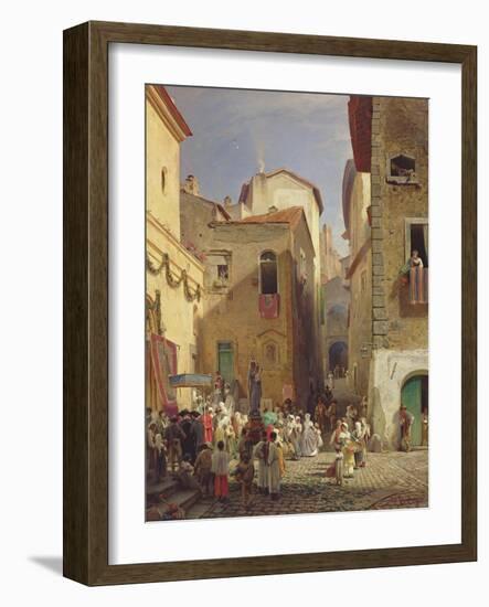 Festival of Our Lady at Gennazzano, Roman Campagna, Italy, 1865-Oswald Achenbach-Framed Giclee Print