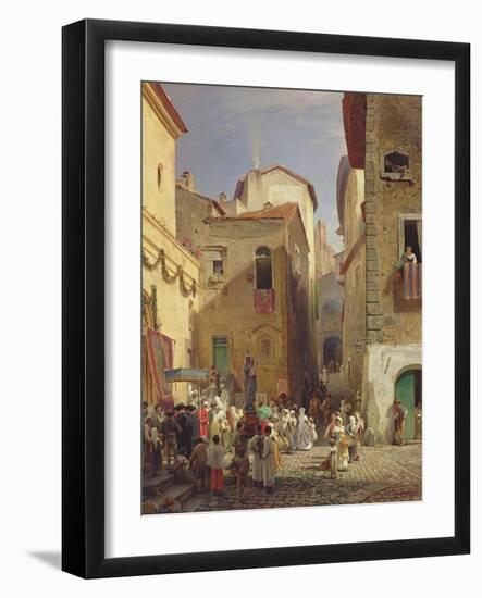 Festival of Our Lady at Gennazzano, Roman Campagna, Italy, 1865-Oswald Achenbach-Framed Giclee Print