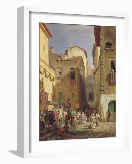 Festival of Our Lady at Gennazzano, Roman Campagna, Italy, 1865-Oswald Achenbach-Framed Giclee Print