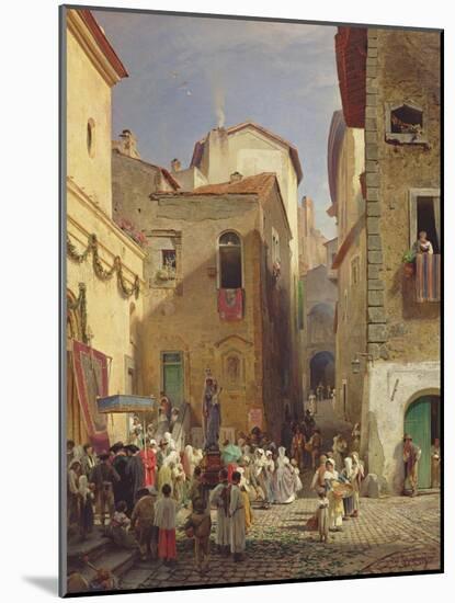 Festival of Our Lady at Gennazzano, Roman Campagna, Italy, 1865-Oswald Achenbach-Mounted Giclee Print