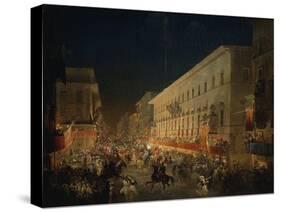 Festivals of Moccoletti (Tapers) (Carnival in Rome), 1852-Ippolito Caffi-Stretched Canvas