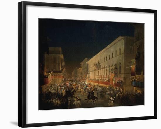 Festivals of Moccoletti (Tapers) (Carnival in Rome), 1852-Ippolito Caffi-Framed Giclee Print