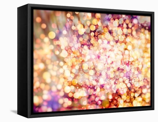 Festive Background with Natural Bokeh and Bright Golden Lights. Vintage Magic Background with Color-Maximusnd-Framed Stretched Canvas