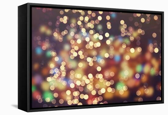 Festive Background with Natural Bokeh and Bright Golden Lights. Vintage Magic Background with Color-Maximusnd-Framed Stretched Canvas