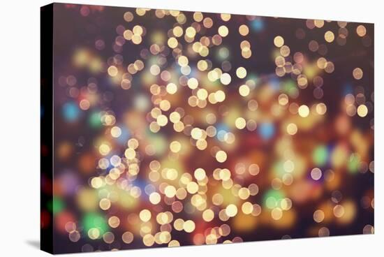 Festive Background with Natural Bokeh and Bright Golden Lights. Vintage Magic Background with Color-Maximusnd-Stretched Canvas