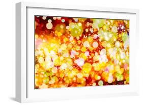 Festive Background with Natural Bokeh and Bright Golden Lights. Vintage Magic Background with Color-Maximusnd-Framed Photographic Print