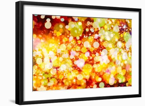 Festive Background with Natural Bokeh and Bright Golden Lights. Vintage Magic Background with Color-Maximusnd-Framed Photographic Print