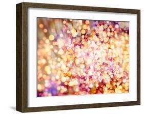 Festive Background with Natural Bokeh and Bright Golden Lights. Vintage Magic Background with Color-Maximusnd-Framed Photographic Print