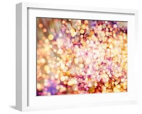 Festive Background with Natural Bokeh and Bright Golden Lights. Vintage Magic Background with Color-Maximusnd-Framed Photographic Print