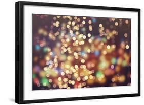 Festive Background with Natural Bokeh and Bright Golden Lights. Vintage Magic Background with Color-Maximusnd-Framed Photographic Print