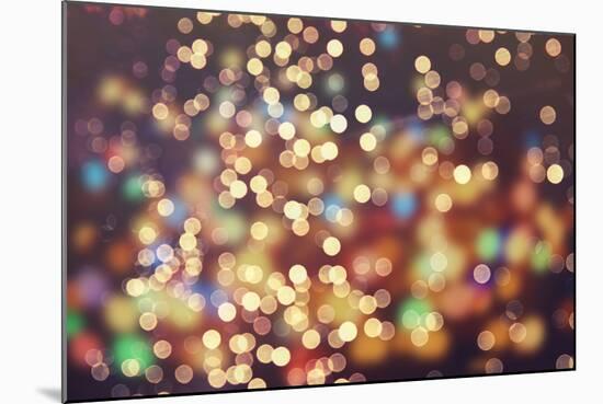 Festive Background with Natural Bokeh and Bright Golden Lights. Vintage Magic Background with Color-Maximusnd-Mounted Photographic Print