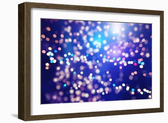 Festive Background with Natural Bokeh and Bright Golden Lights. Vintage Magic Background with Color-Maximusnd-Framed Photographic Print