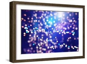 Festive Background with Natural Bokeh and Bright Golden Lights. Vintage Magic Background with Color-Maximusnd-Framed Photographic Print