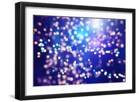 Festive Background with Natural Bokeh and Bright Golden Lights. Vintage Magic Background with Color-Maximusnd-Framed Photographic Print