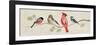 Festive Birds Panel I Linen-Danhui Nai-Framed Art Print