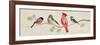 Festive Birds Panel I Linen-Danhui Nai-Framed Art Print