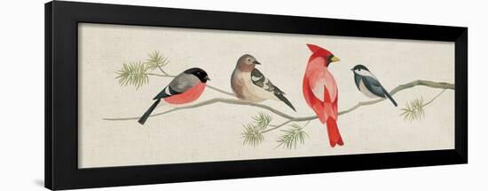 Festive Birds Panel I Linen-Danhui Nai-Framed Art Print