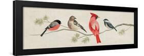 Festive Birds Panel I Linen-Danhui Nai-Framed Art Print