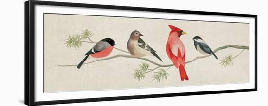 Festive Birds Panel I Linen-Danhui Nai-Framed Premium Giclee Print