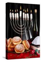 Festive Composition for Hanukkah on Cloth Close-Up-Yastremska-Stretched Canvas