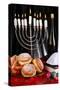 Festive Composition for Hanukkah on Cloth Close-Up-Yastremska-Stretched Canvas