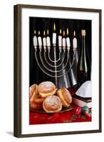 Festive Composition for Hanukkah on Cloth Close-Up-Yastremska-Framed Photographic Print