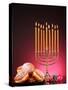 Festive Composition for Hanukkah on Dark Background-Yastremska-Stretched Canvas