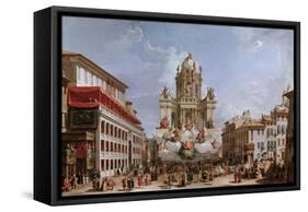 Festive Decorations on Pizza Di Spagna-Giovanni Paolo Pannini-Framed Stretched Canvas