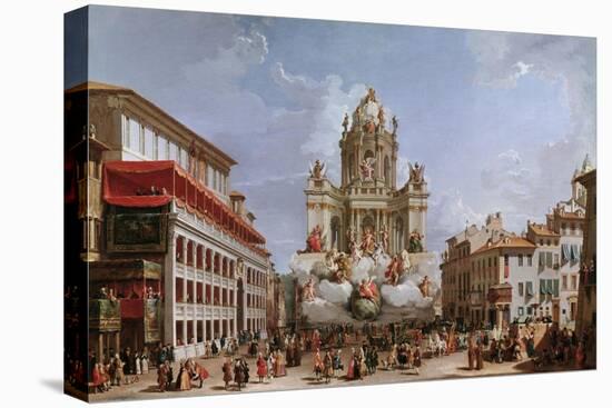 Festive Decorations on Pizza Di Spagna-Giovanni Paolo Pannini-Stretched Canvas