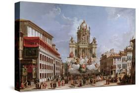 Festive Decorations on Pizza Di Spagna-Giovanni Paolo Pannini-Stretched Canvas