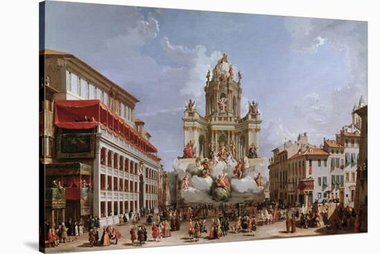 Festive Decorations on Pizza Di Spagna-Giovanni Paolo Pannini-Stretched Canvas