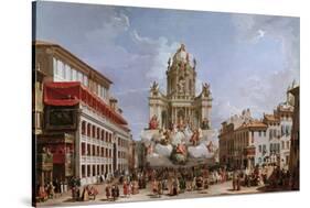 Festive Decorations on Pizza Di Spagna-Giovanni Paolo Pannini-Stretched Canvas