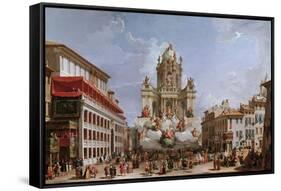 Festive Decorations on Pizza Di Spagna-Giovanni Paolo Pannini-Framed Stretched Canvas