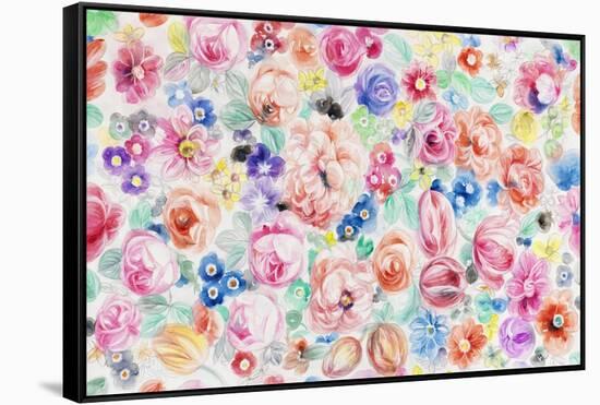 Festive Flower Patterns III-Li Bo-Framed Stretched Canvas