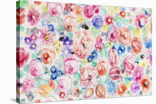 Festive Flower Patterns III-Li Bo-Stretched Canvas